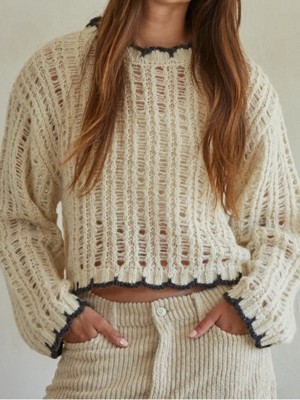 By Together Open stitch cropped sweater